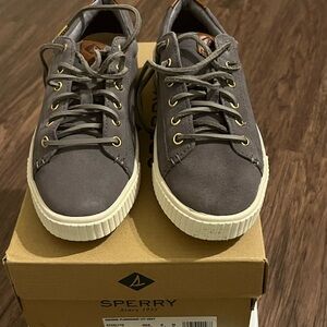 Sperry Women’s Gray Suede Low-Top Sneakers with Cream Sole